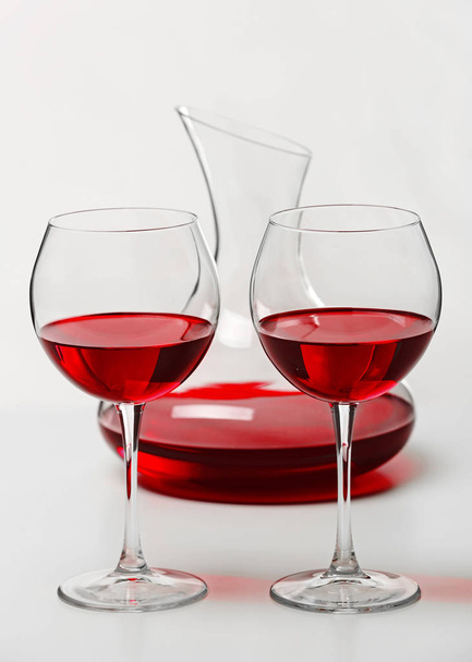 Red wine in glasses  - Foto, afbeelding