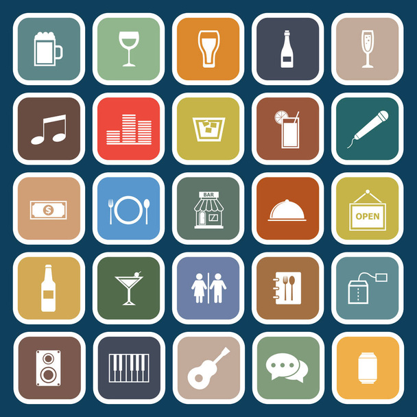 Bar flat icons on blue background - Vector, Image