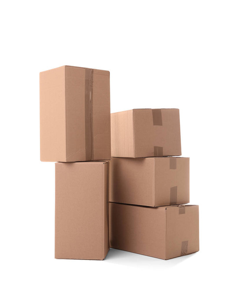 Cardboard boxes on white   - Φωτογραφία, εικόνα