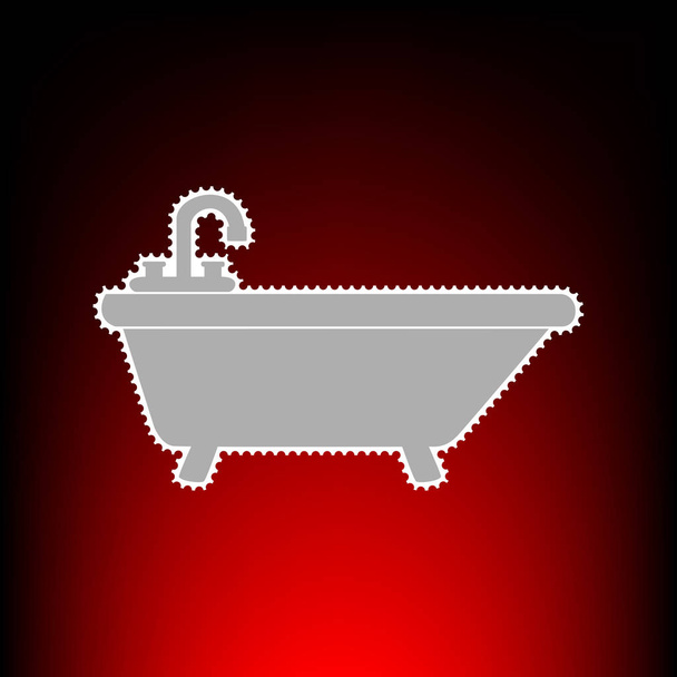 Bathtub sign illustration. Postage stamp or old photo style on red-black gradient background. - Vector, Image