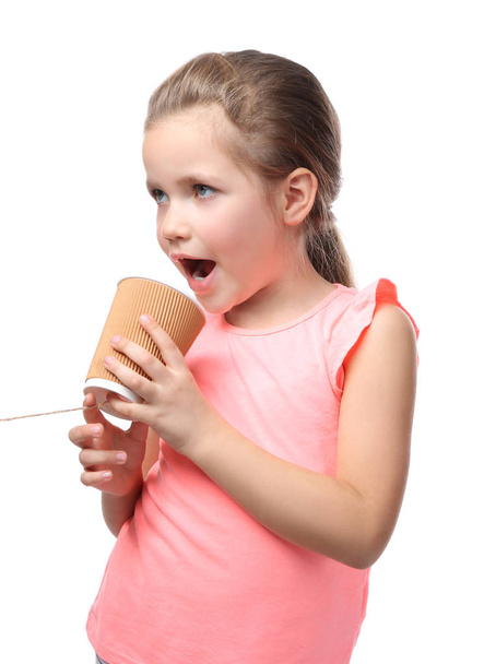 little girl using plastic cup  - Φωτογραφία, εικόνα