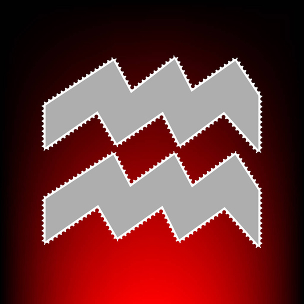 Illustration du signe du Verseau. Timbre-poste ou ancien style photo sur fond dégradé rouge-noir
. - Vecteur, image