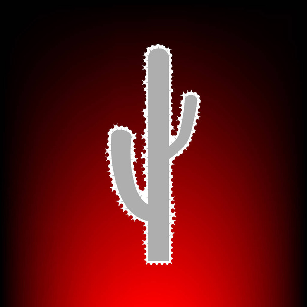 Cactus eenvoudige teken. Postzegel of oude foto stijl op de gradient achtergrond zwart-rood. - Vector, afbeelding