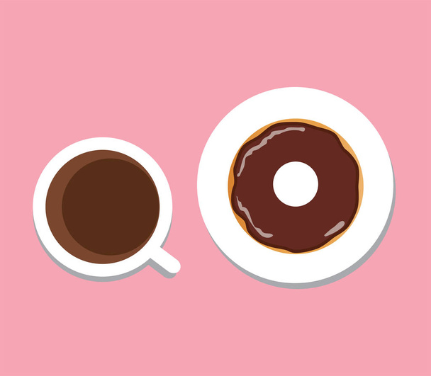 vector de café y donut
 - Vector, Imagen