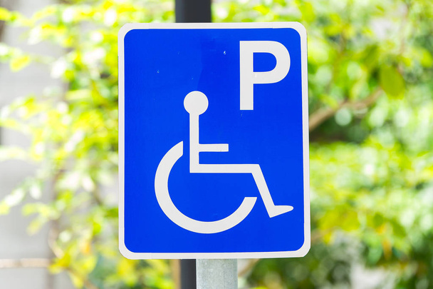 Closeup of handicapped parking place sign - Photo, Image