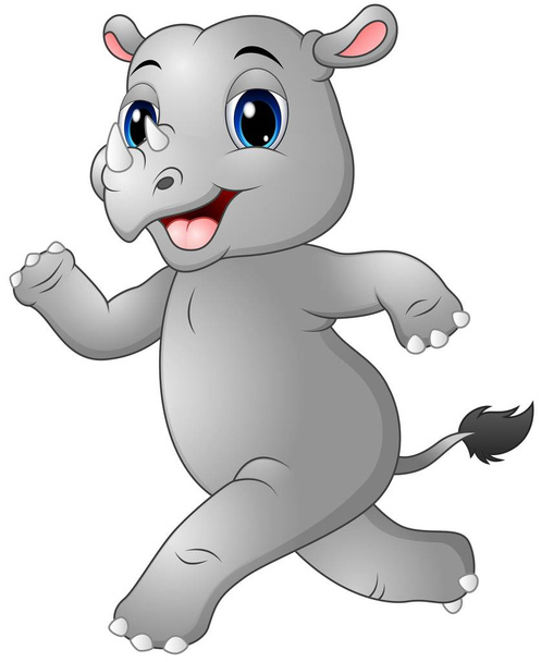 Cartoon rhino running - Vector, Image