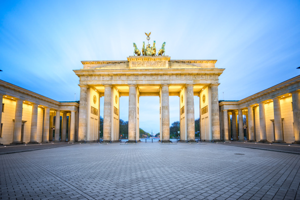 Brandenburg Gate at night in Berlin city, Germany - Photo, Image