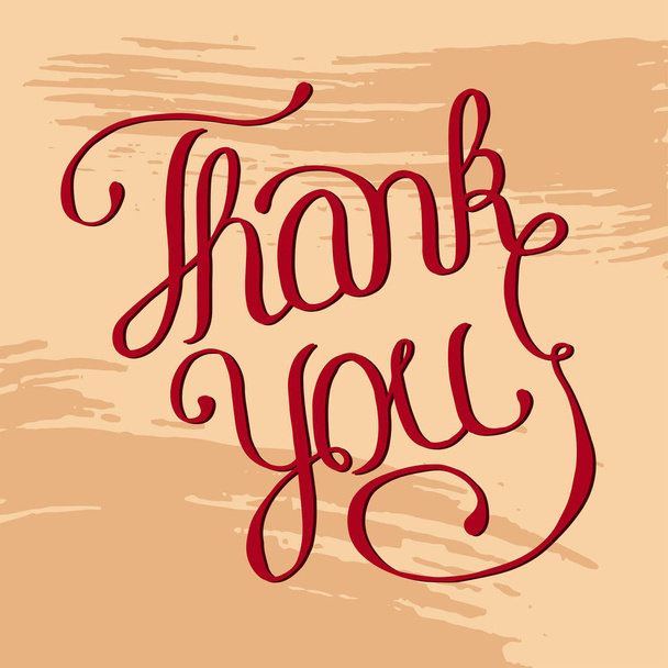 Hand lettering thank you on grunge brush background - Vector, afbeelding