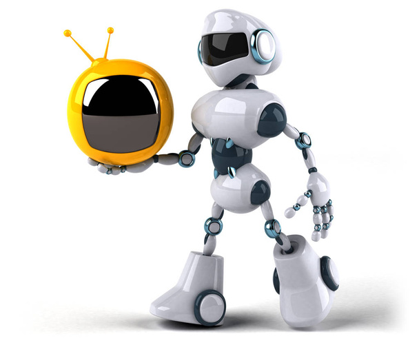 Robot holding tv - Foto, Imagen
