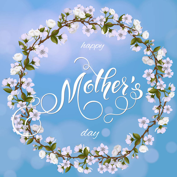 Mothers Day greeting card. Blossom tree background, spring holidays. Vector Illustration EPS10 - Vektor, obrázek