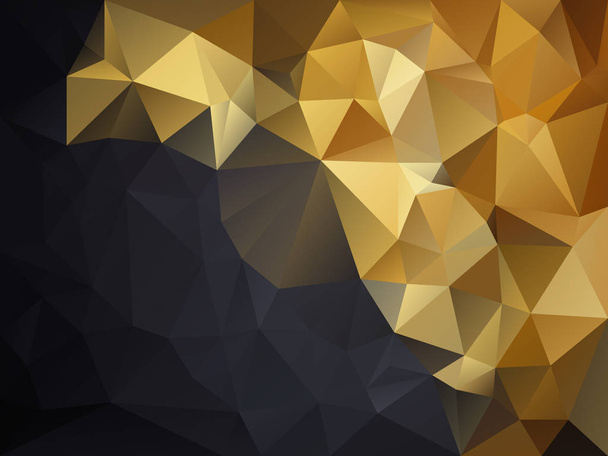 金黄色と黒灰色 - 対角線方向のグラデーションで三角形のパターンとベクトルの不規則な多角形の抽象的な背景 - ベクター画像