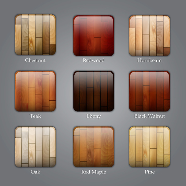 Conjunto de iconos de madera
 - Vector, Imagen