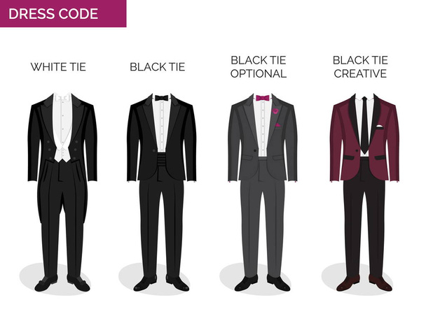 Formal dress code guide for men - Vector, imagen