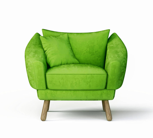 green armchair isolated on white - Foto, afbeelding
