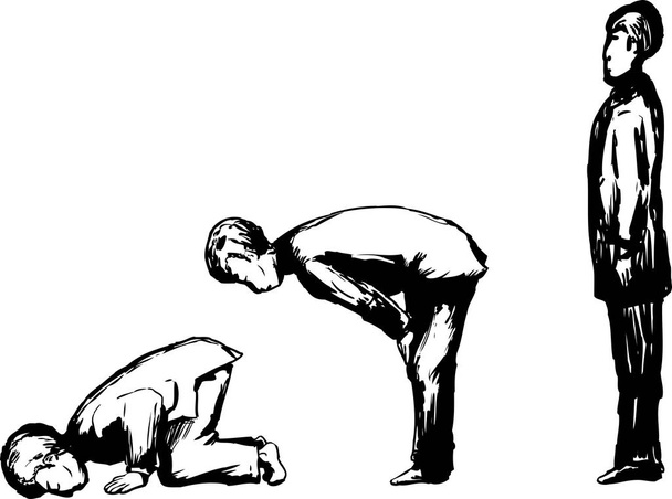 Outilned Muslim in Various Prayer Positions - Vector, Image