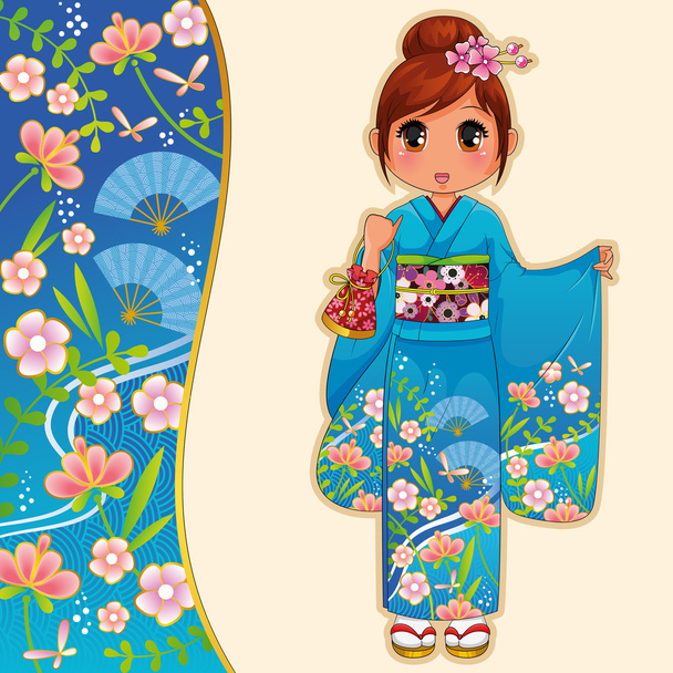 dziewczyna kimono - Wektor, obraz