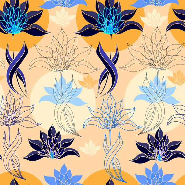 Floral seamless pattern. Vector background with flowers. Hand drawn artwork for textiles, fabrics, souvenirs, packaging and greeting cards. - Διάνυσμα, εικόνα