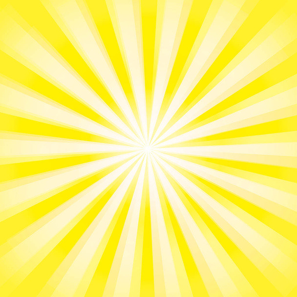 光沢のある太陽線背景。太陽サンバースト パターン。黄色光線夏背景。太陽光線の背景。人気のあるレイ スター バースト背景テレビ ヴィンテージ。ベクトル イラスト デザイン. - ベクター画像