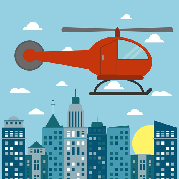 helicóptero transporte cidade sol
 - Vetor, Imagem