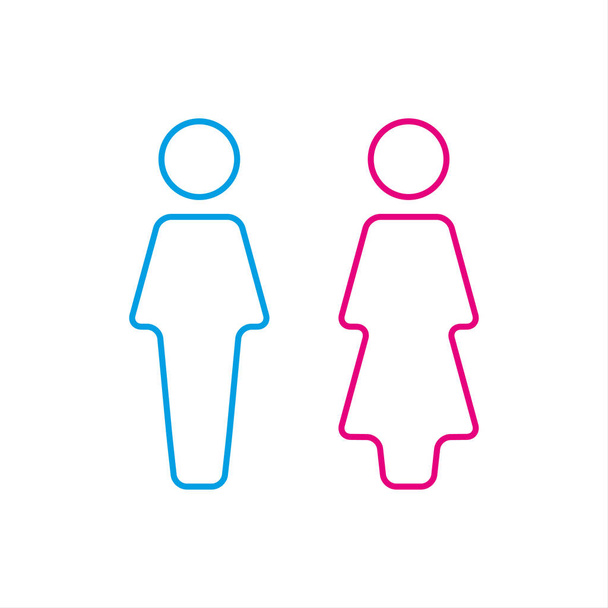 Icono del WC, icono del inodoro, hombres y mujeres signo de baño
 - Vector, Imagen