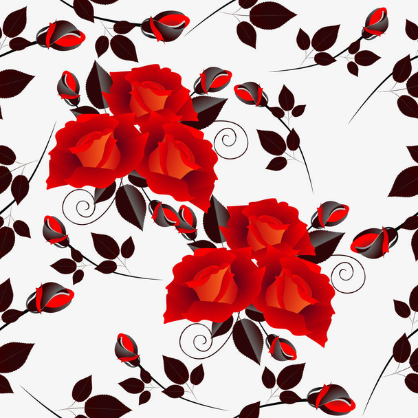 Seamless pattern with roses. - Vettoriali, immagini
