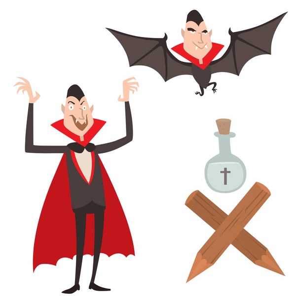 Sarjakuva Dracula vektori symbolit vampyyri kuvakkeet merkki hauska mies sarjakuva halloween ja maaginen loitsu noituus aave yö paholainen tarina kuva
. - Vektori, kuva