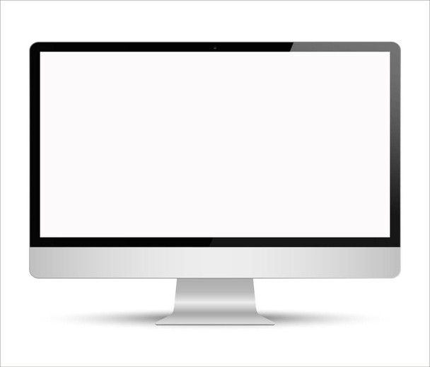 Visualizzazione computer con ombra e schermo vuoto su sfondo bianco
. - Vettoriali, immagini