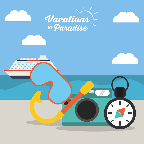 vacanze in paradiso - attrezzature viaggi
 - Vettoriali, immagini