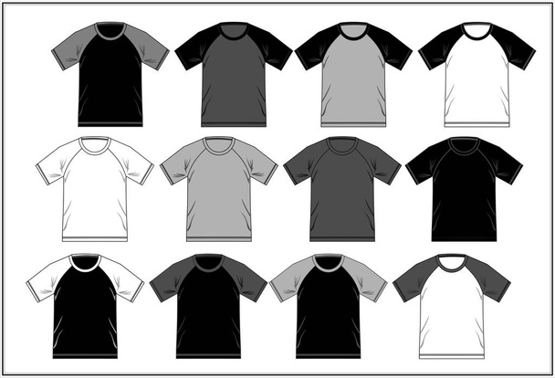 T Shirt Template Raglan, Vector. - Vector, Image