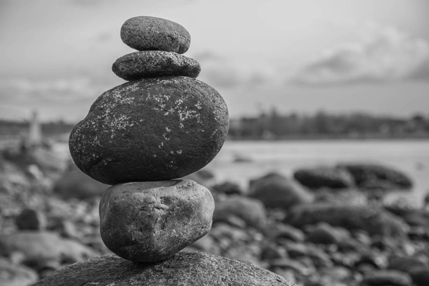 Black and white stones balanced - Photo, Image