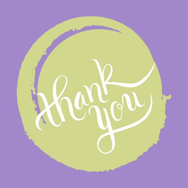 Hand lettering thank you on grunge brush background - Vector, Image