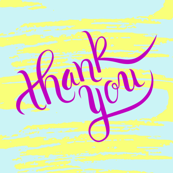 Hand lettering thank you on grunge brush background - Vecteur, image