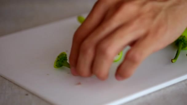 sekání chilli před vařením - Záběry, video