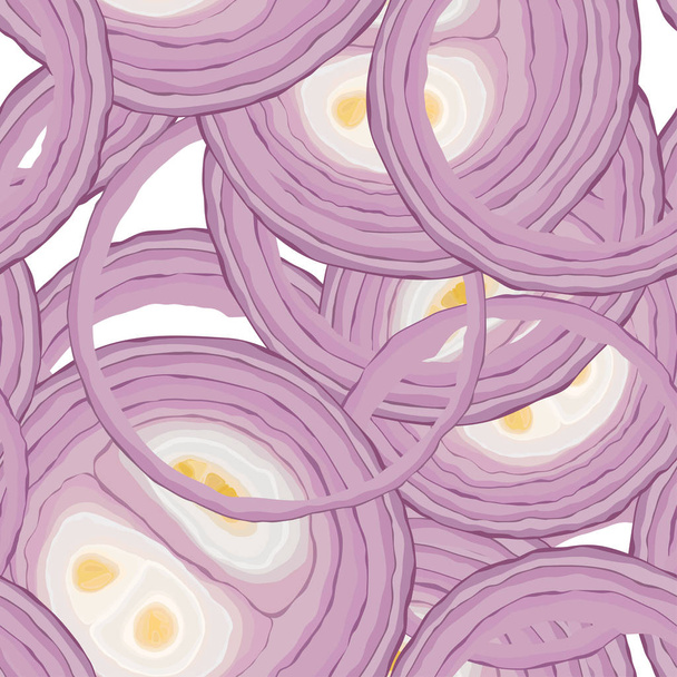 Sliced red onion rings on white background - Vector, Image