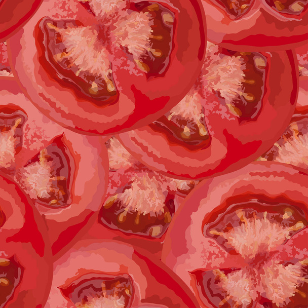 Tomatenscheibe isoliert auf weißem Hintergrund, Draufsicht - Vektor, Bild