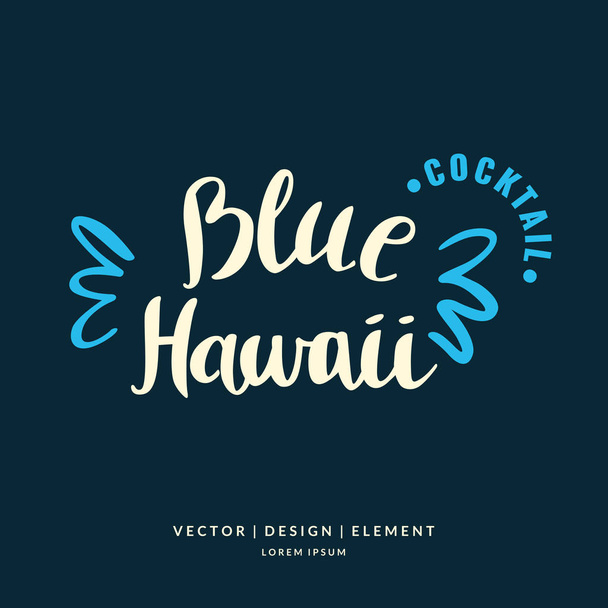 Illustratie met hand getrokken Blue Hawaii cocktail - Vector, afbeelding