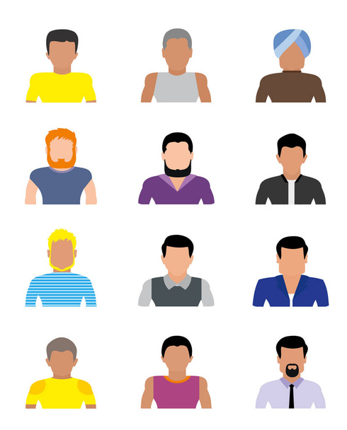 Set of avatars icons. Men of different ages and hairstyles. - Vector, Image