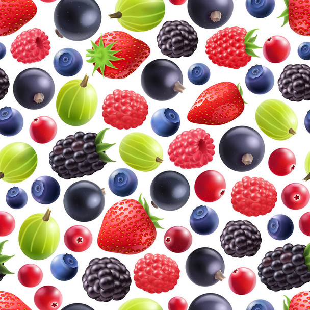 Realistic Berries Seamless Pattern  - Vector, Image