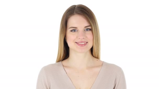 Smiling Woman, White Background - Footage, Video