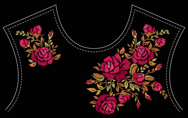 Fashion floral embroidery. - Vector, afbeelding