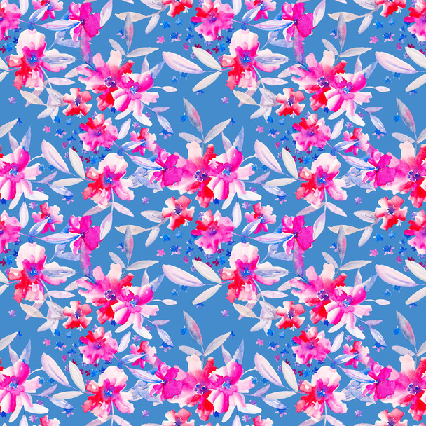 Watercolor floral botanical seamless pattern. Good for printing - Φωτογραφία, εικόνα