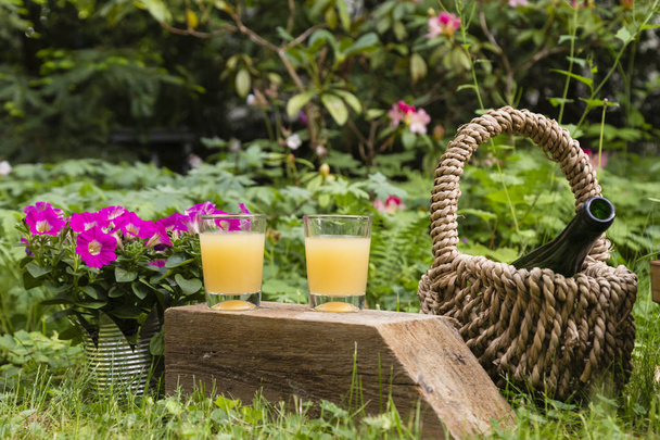 still life with juice in a garden - Photo, Image