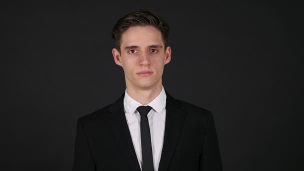Portrait of Businessman, Dark Black Background - Footage, Video