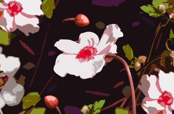 Pop-art stijl Anemone bloemen - Foto, afbeelding