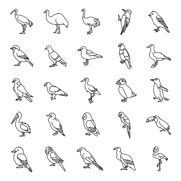 Birds outlines vector icons - Vector, Image