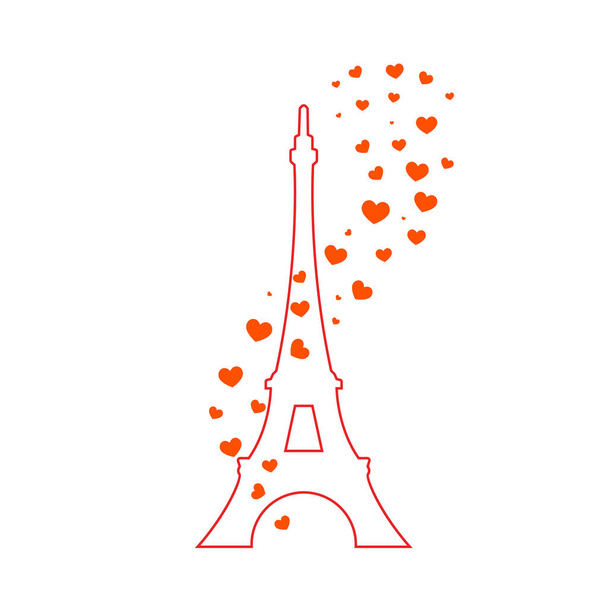 Torre Eiffel e corações vermelhos. Ilustração vetorial
 . - Vetor, Imagem