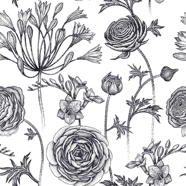Seamless pattern with spring flowers. - Vektori, kuva