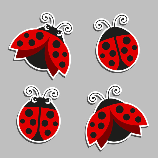 Vector Cute Little Ladybugs - Vektör, Görsel