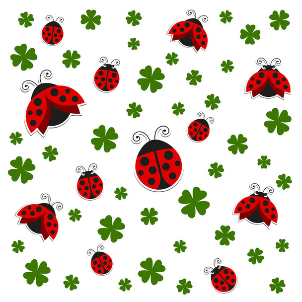Vector Abstract Background with Ladybugs - ベクター画像