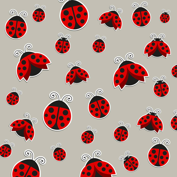 Vector Abstract Background with Ladybugs - Vetor, Imagem
